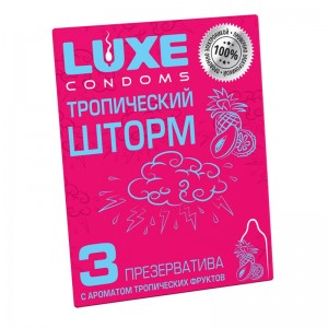 ЕК ПРЕЗЕРВАТИВЫ LUXE ТРОПИЧЕСКИЙ ШТОРМ (ТРОПИЧЕСКИЕ ФРУКТЫ), гладкий, 3 штуки			
