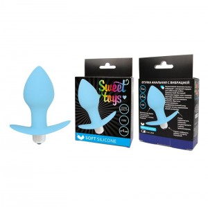 ЕК 40169-12 ST ВТУЛКА АНАЛЬНАЯ С ВИБРАЦИЕЙ L 80 мм D 40 мм, цвет голубой
